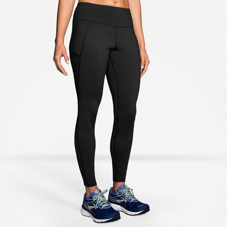 Brooks Threshold Running Leggings - Women's - Grey (82457-YVZS)